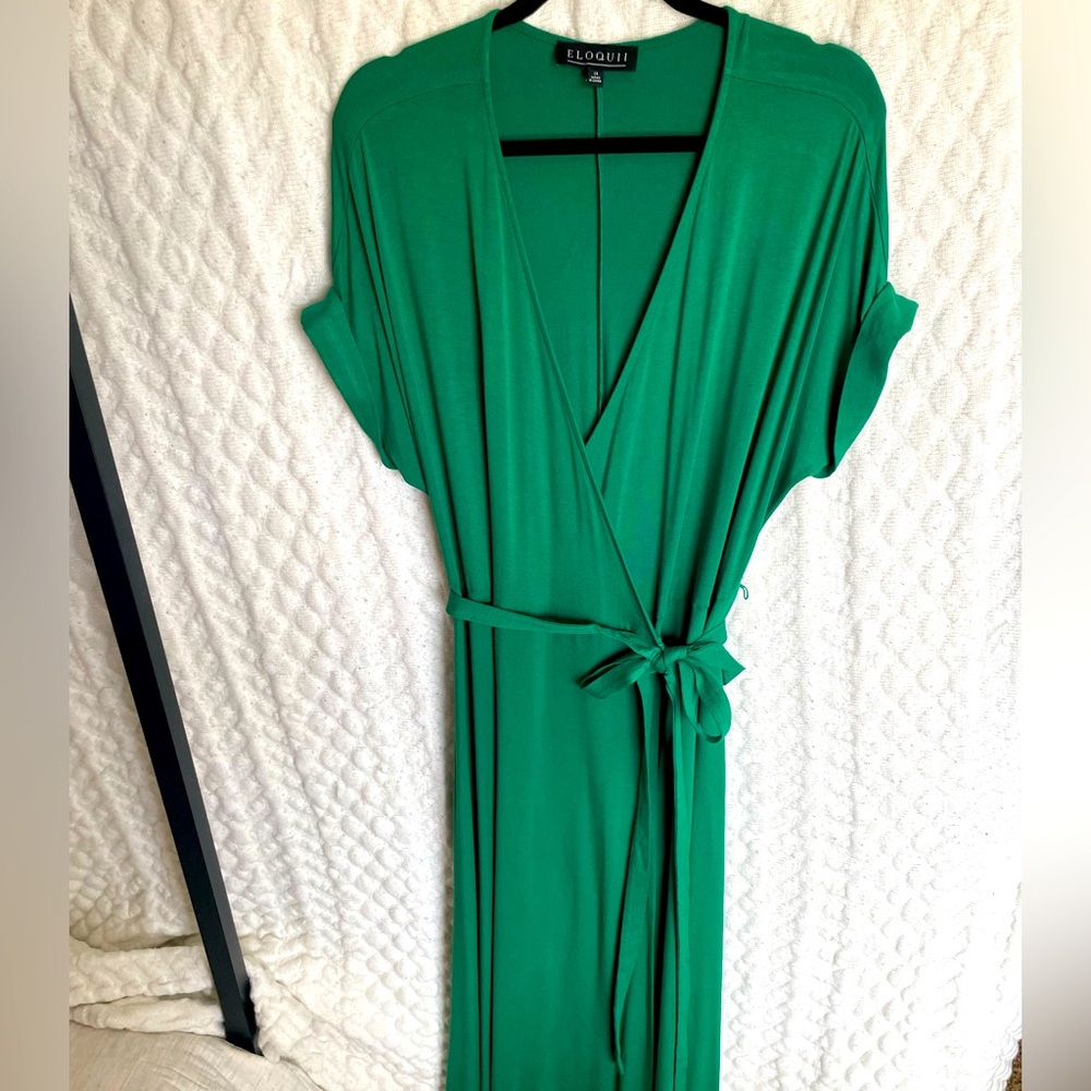 Eloquii Green Wrap Maxi Dress - 14